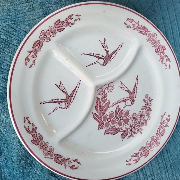 1pc RARE Vtg Jackson China Hummingbird 9.5" Chop Plate~Cooks Rest, Union Made - Picture 3 of 14